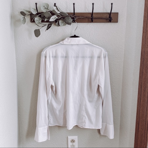 White Ruffle Button Up Blouse - Picture 2 of 2